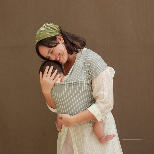 Stretchy Wrap - Reversible Breton Stripe Olive | Gendongan Bayi
