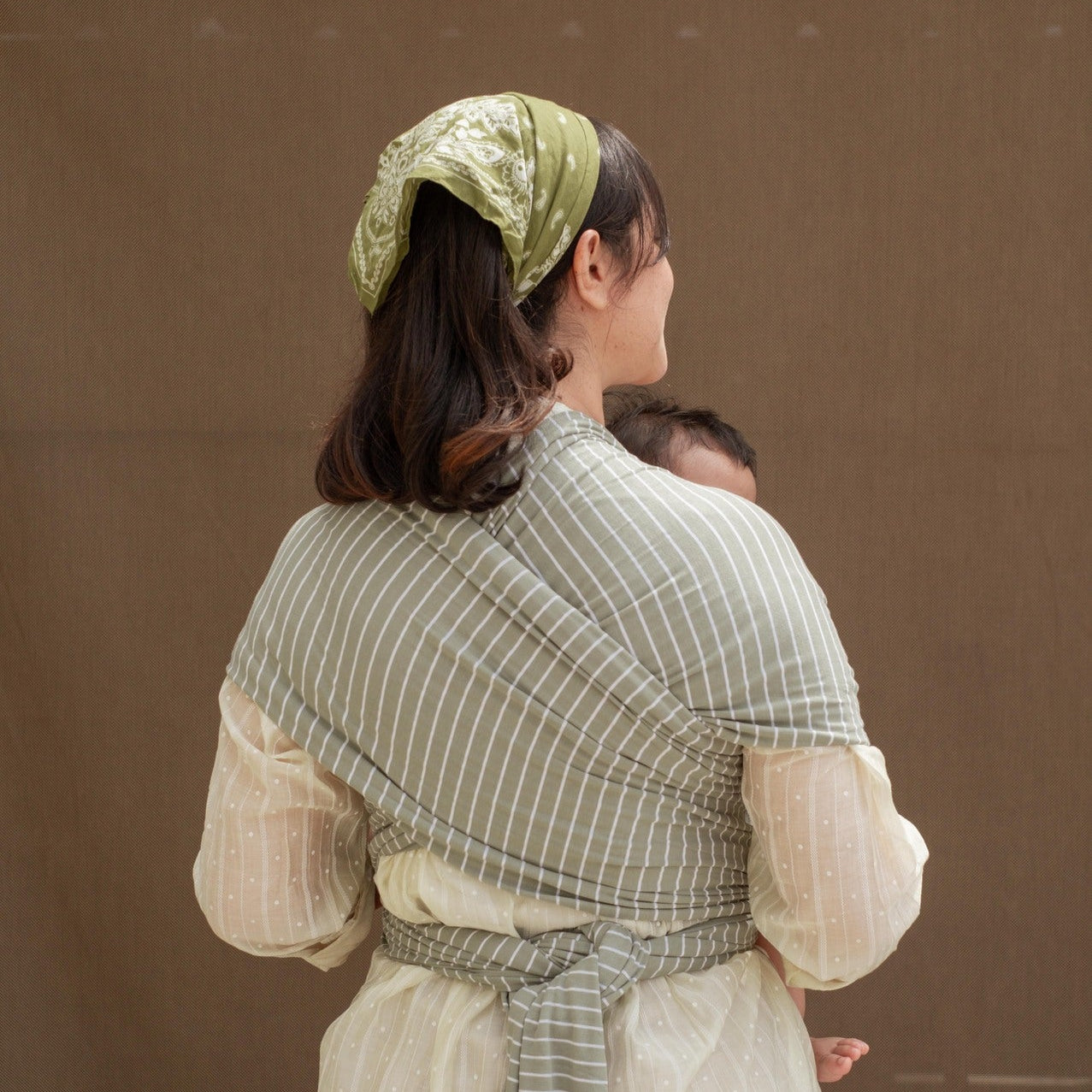Stretchy Wrap - Reversible Breton Stripe Olive | Gendongan Bayi