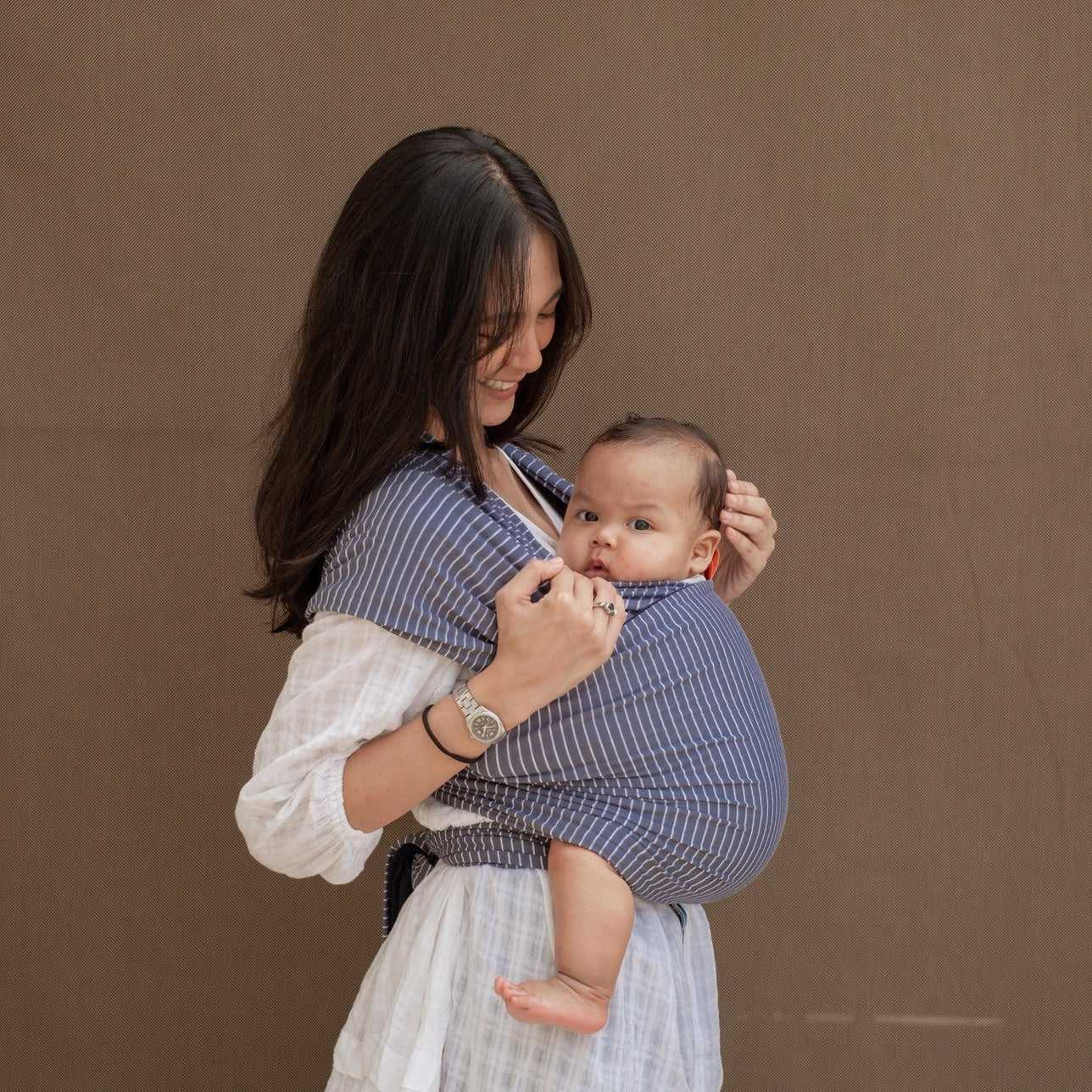 Stretchy Wrap - Reversible Breton Stripe Navy | Gendongan Bayi