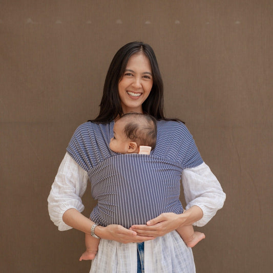 Stretchy Wrap - Reversible Breton Stripe Navy | Gendongan Bayi