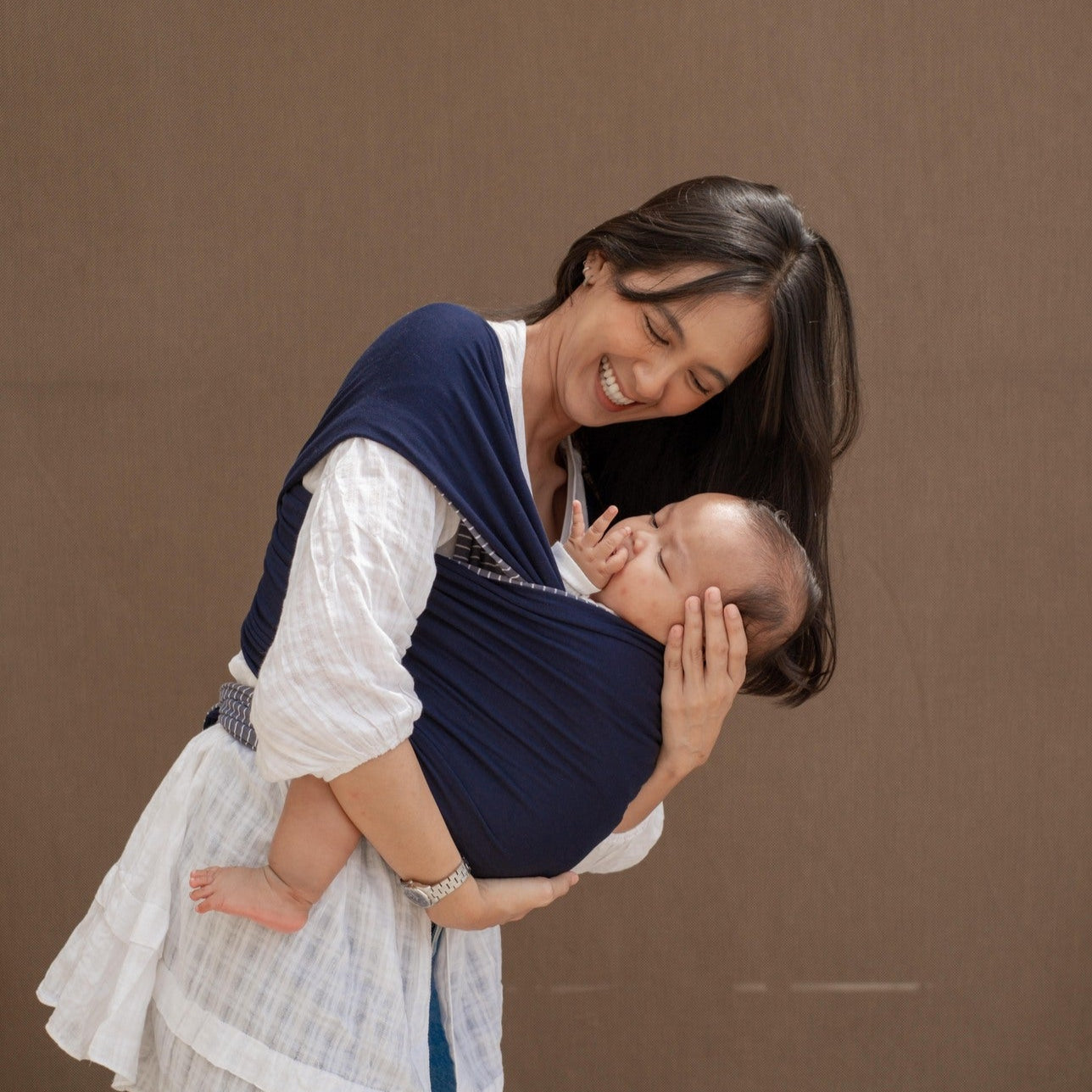Stretchy Wrap - Reversible Breton Stripe Navy | Gendongan Bayi