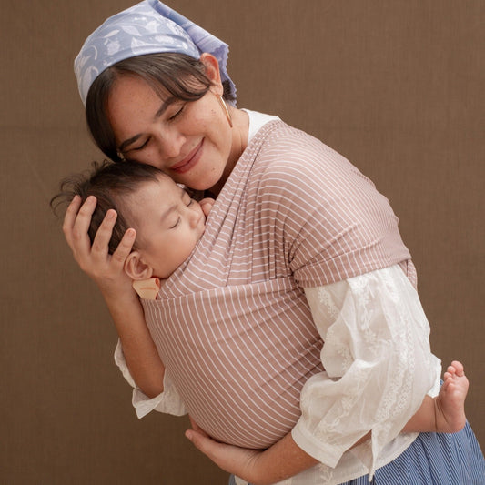 Stretchy Wrap - Reversible Breton Stripe Rose Dust | Gendongan Bayi