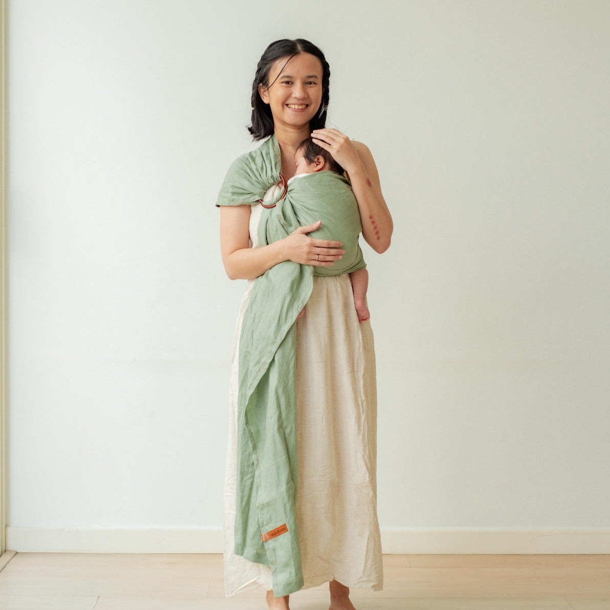 Ring Sling Linen Matcha - Gendongan Bayi