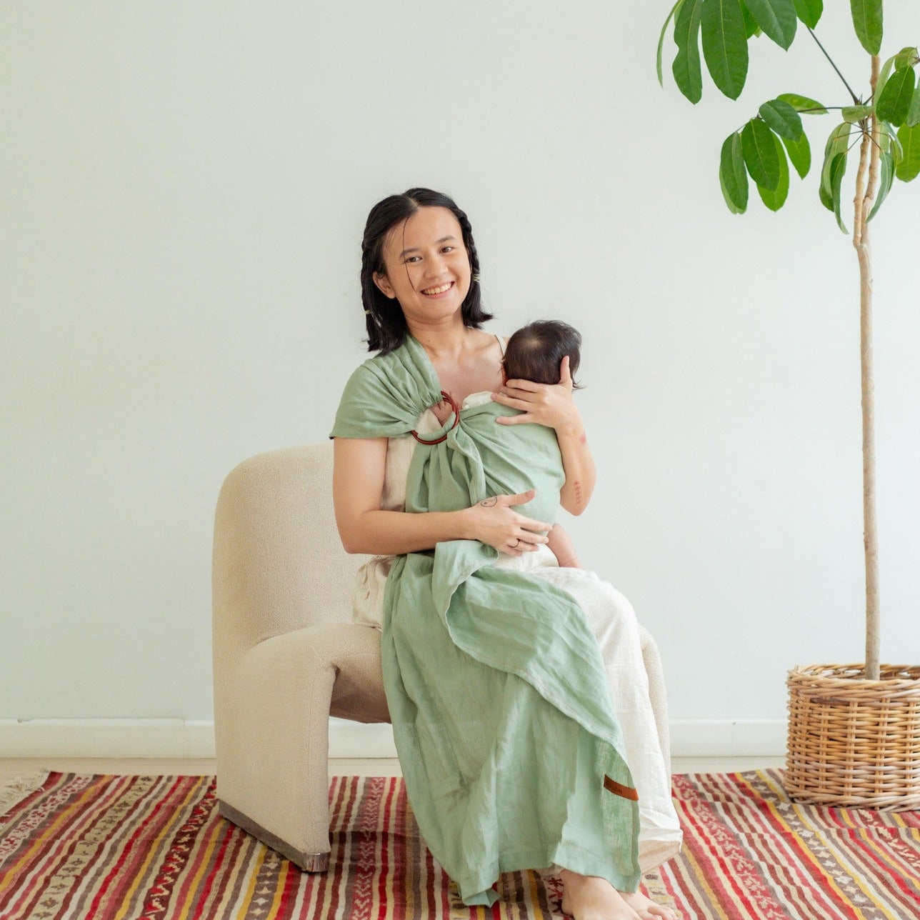 Ring Sling Linen Matcha - Gendongan Bayi