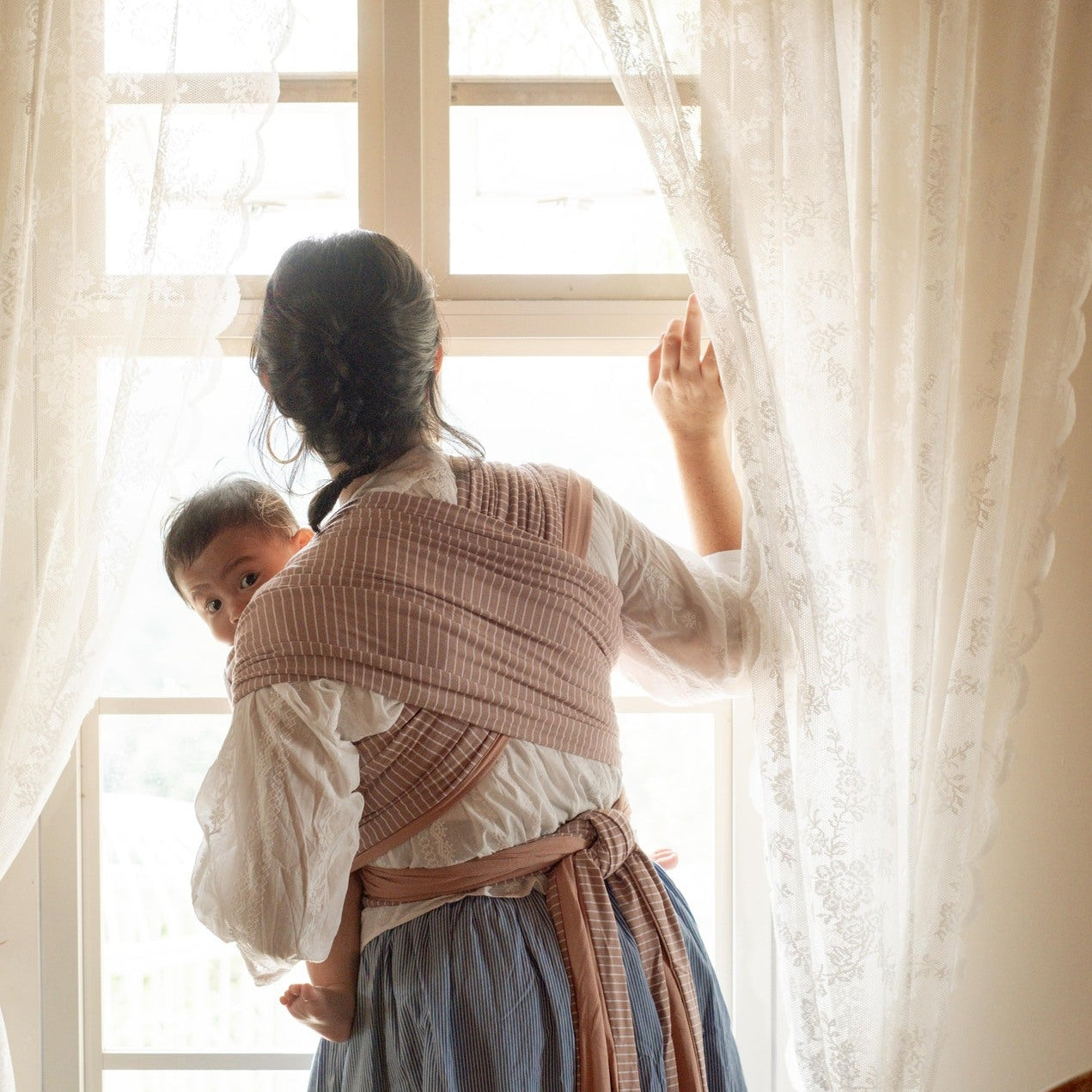 Stretchy Wrap - Reversible Breton Stripe Rose Dust | Gendongan Bayi