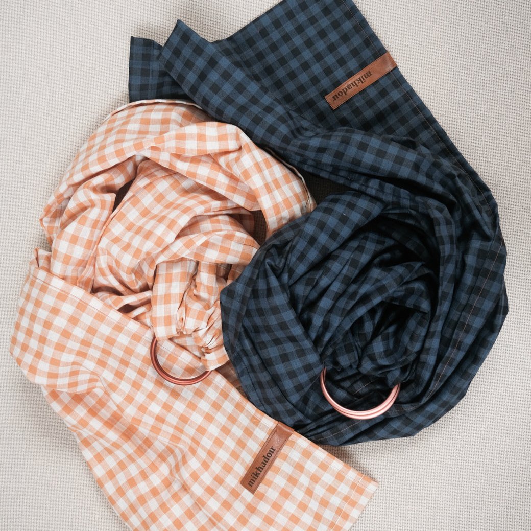 Ring Sling Cotton - Navy Gingham - Gendongan Bayi