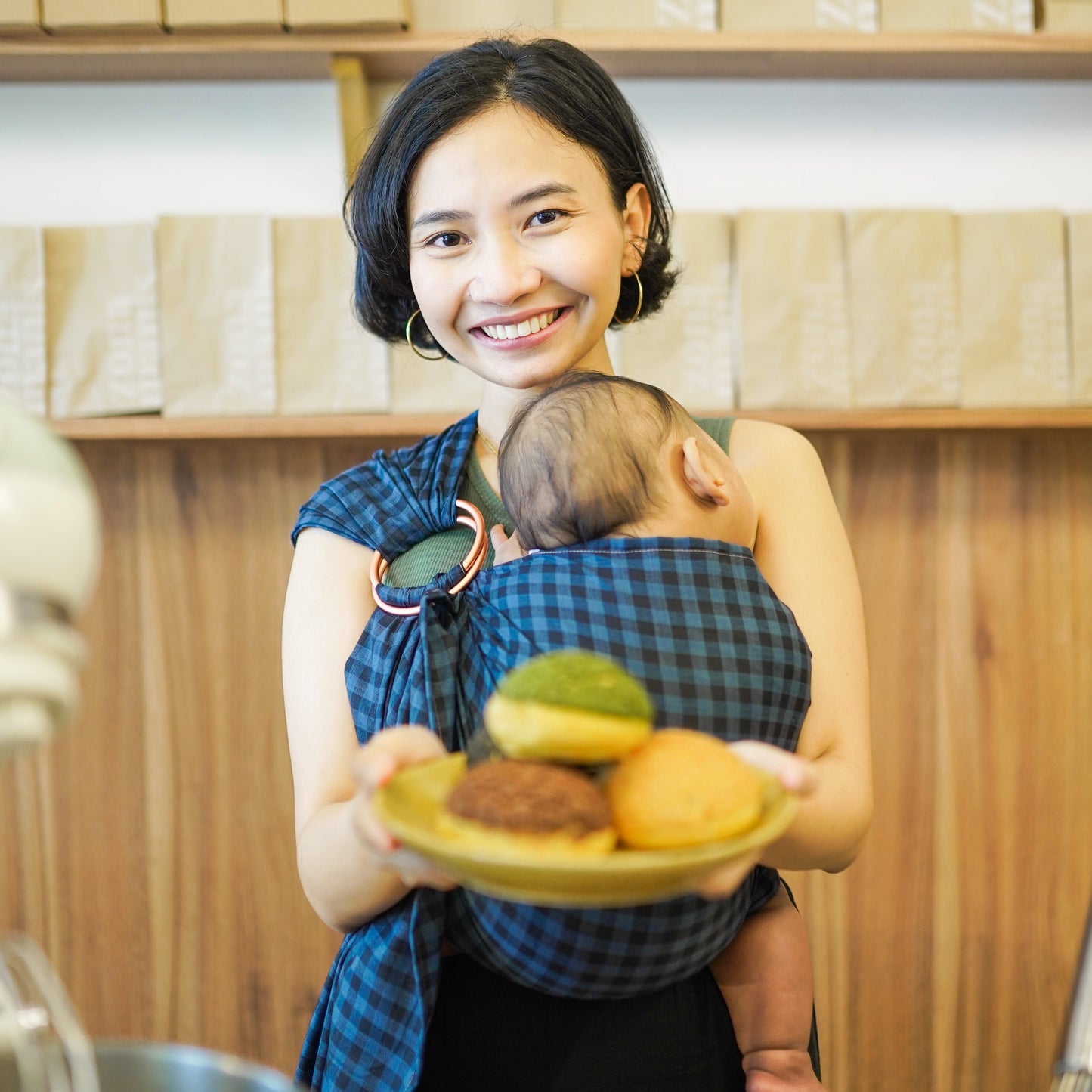 Ring Sling Cotton - Navy Gingham - Gendongan Bayi
