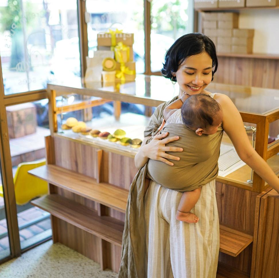 Ring Sling Linen Walnut - Gendongan Bayi