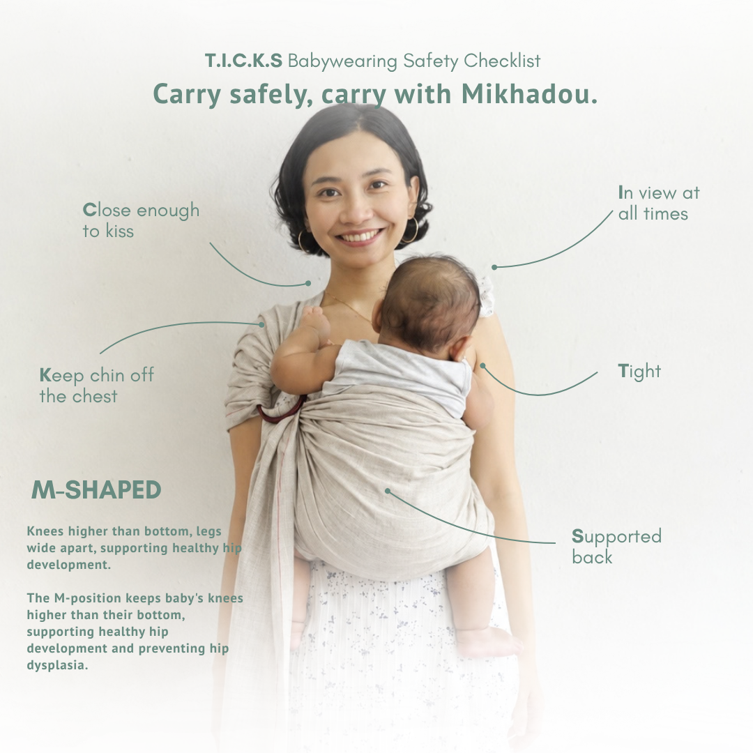 Mikhadou - Ring Sling Sand Linen - Gendongan Bayi M Shape - Baby Carrier