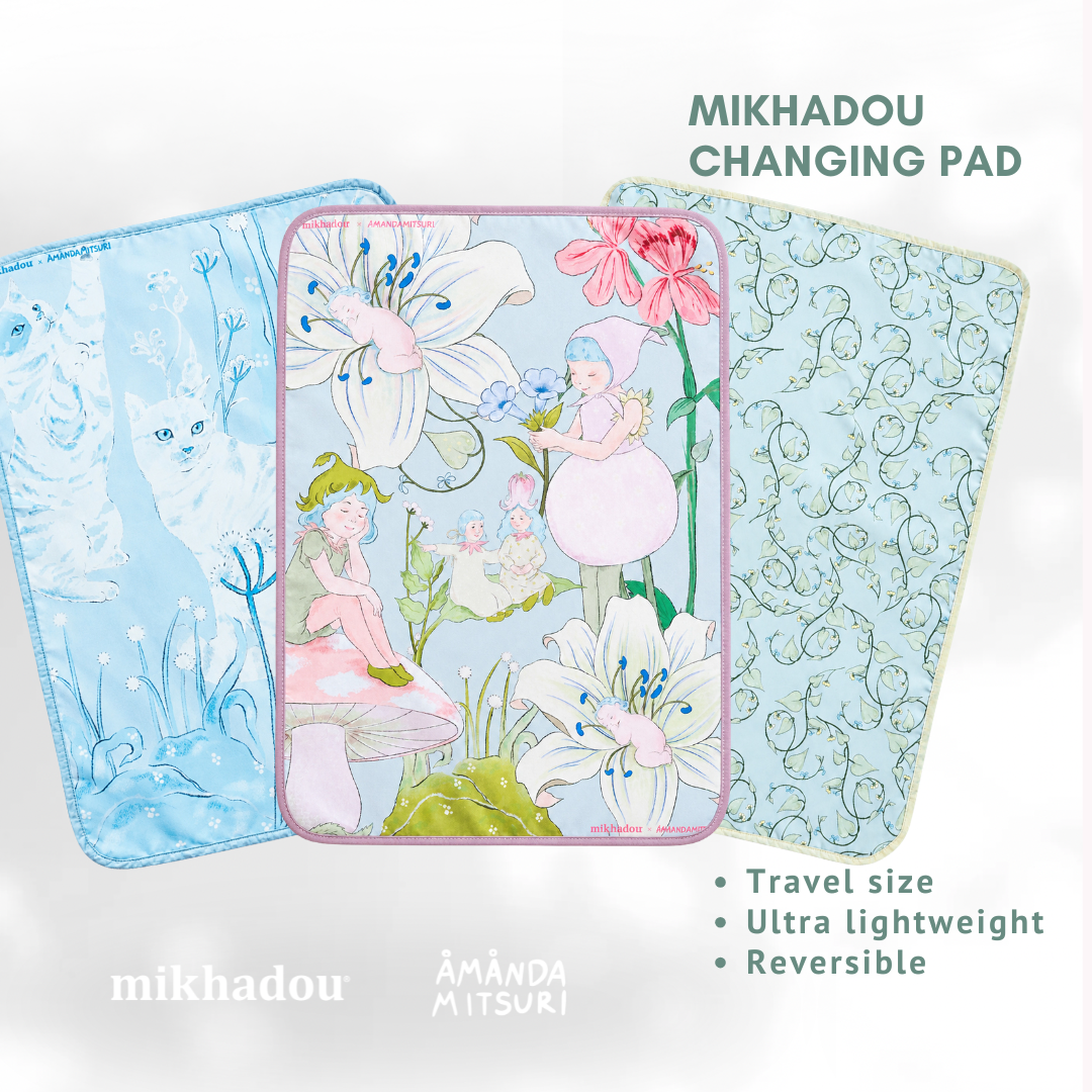 PO READY 28 SEPTEMBER 2026 / Changing Pad Mikhadou x Amanda Mitsuri Green Leaves - Perlak Bayi - Alas Ganti Popok