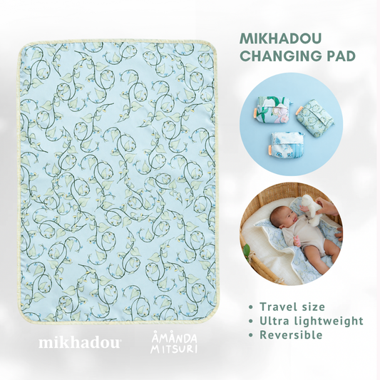 PO READY 28 SEPTEMBER 2026 / Changing Pad Mikhadou x Amanda Mitsuri Green Leaves - Perlak Bayi - Alas Ganti Popok