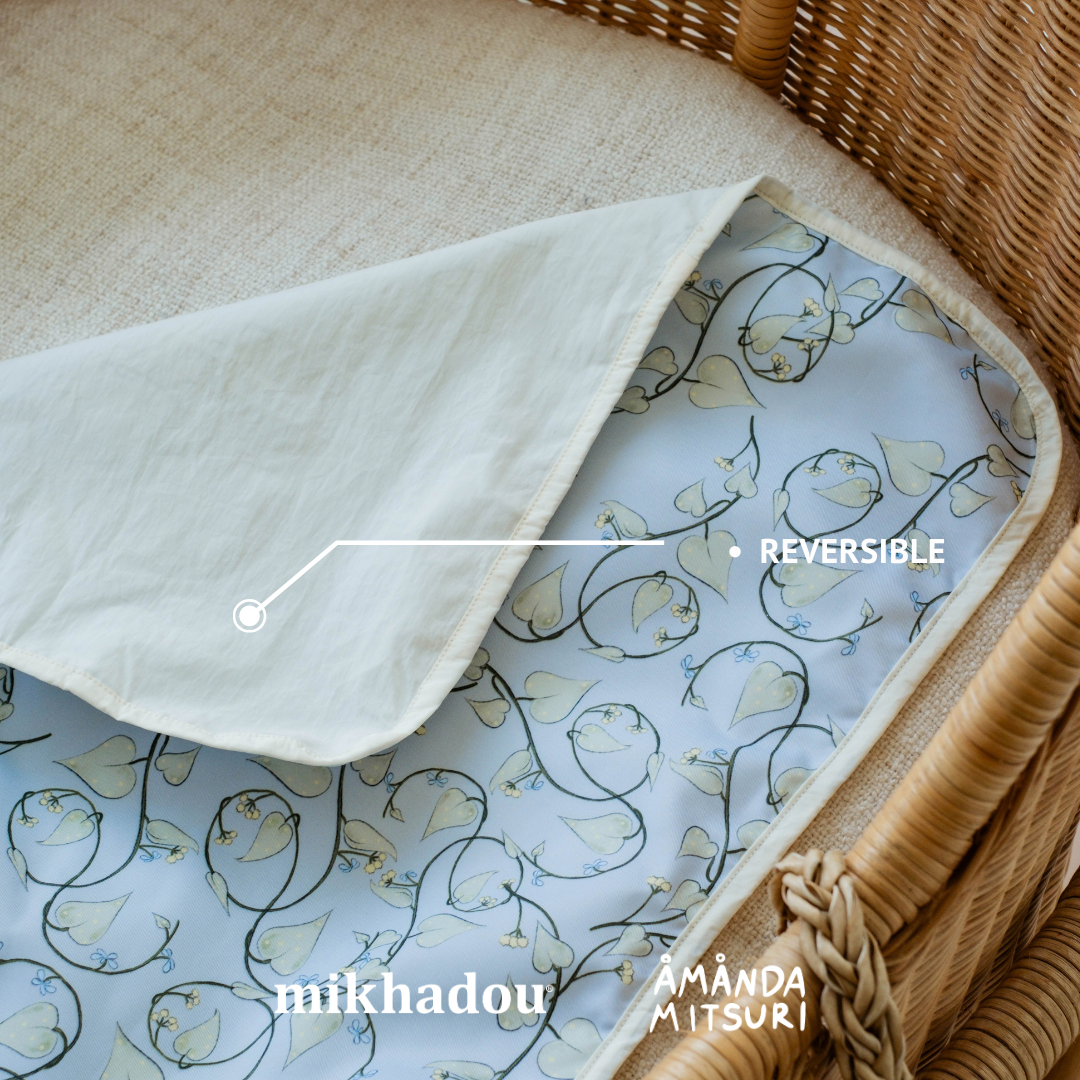 PO READY 28 SEPTEMBER 2026 / Changing Pad Mikhadou x Amanda Mitsuri Green Leaves - Perlak Bayi - Alas Ganti Popok