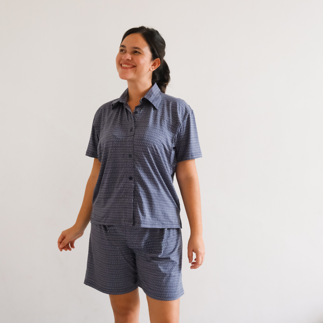 Nursingwear - Nursing Pajamas Herringbone - Baju Menyusui