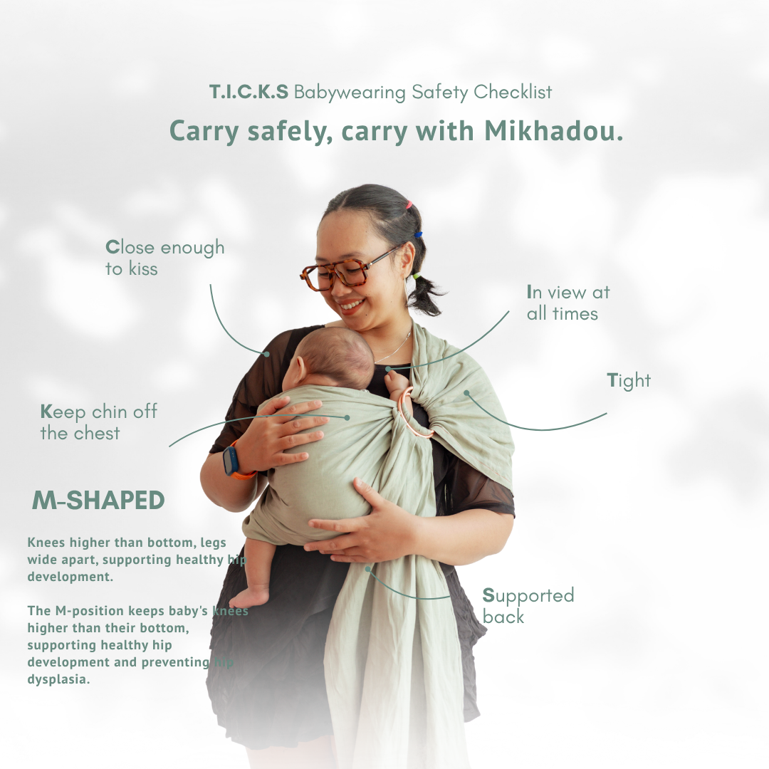 Mikhadou - Ring Sling Ash Linen - Gendongan Bayi M Shape - Baby Carrier