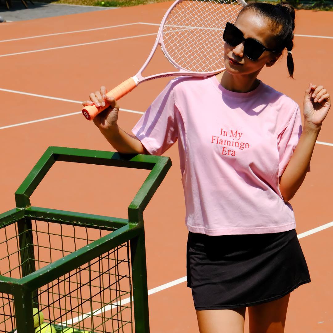 PRE ORDER/READY 1 SEPTEMBER 2026 - Mikhadou - Nursingwear Tee -  Motherhood Flamingo Era Baby Pink  / Nursing Short Sleeve Tee / Longsleeve