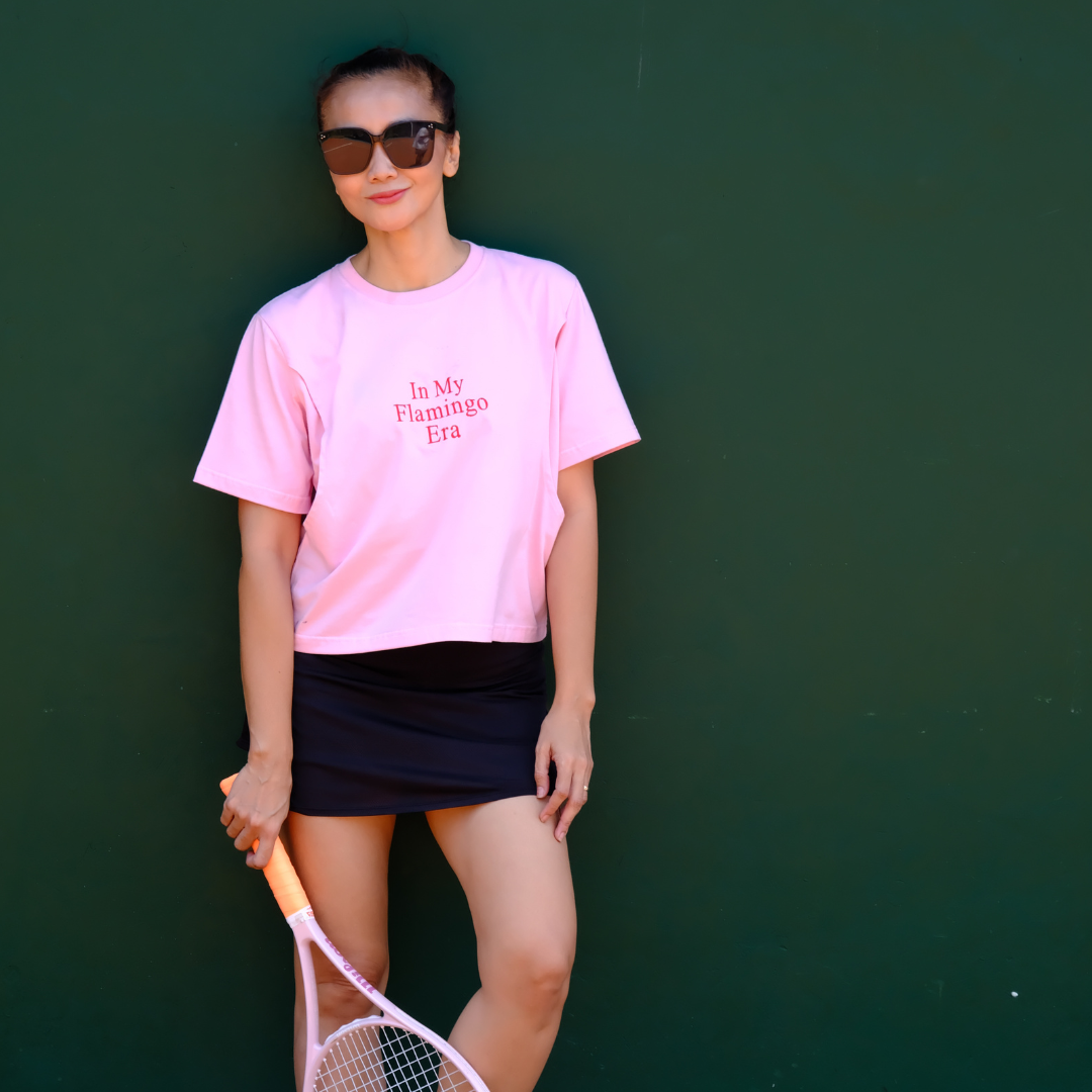PRE ORDER/READY 1 SEPTEMBER 2026 - Mikhadou - Nursingwear Tee -  Motherhood Flamingo Era Baby Pink  / Nursing Short Sleeve Tee / Longsleeve