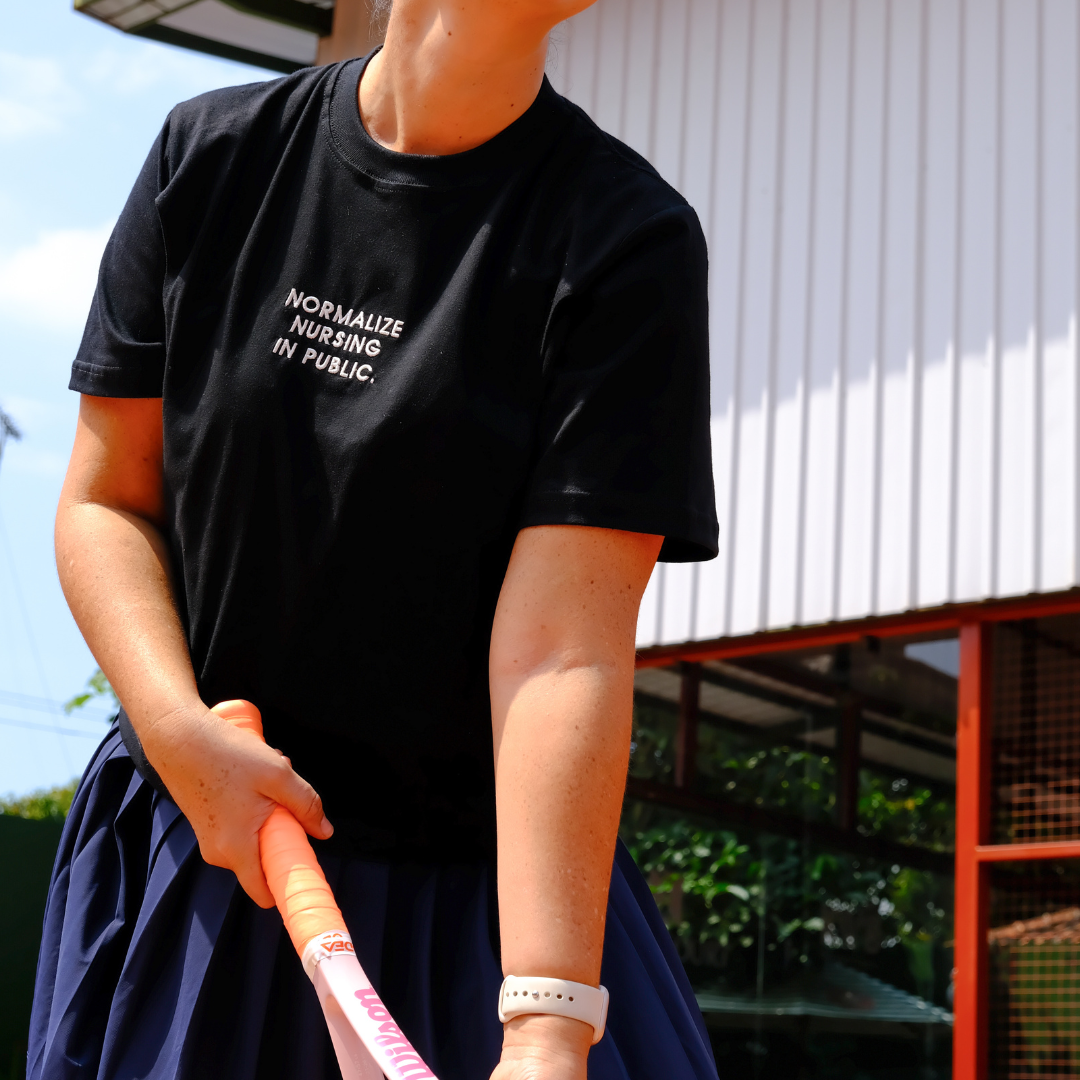 PRE ORDER/READY 1 SEPTEMBER 2026 - Mikhadou - Nursingwear Tee -  Motherhood Normalize Nursing In Public Black / Nursing Short Sleeve Tee / Longsleeve
