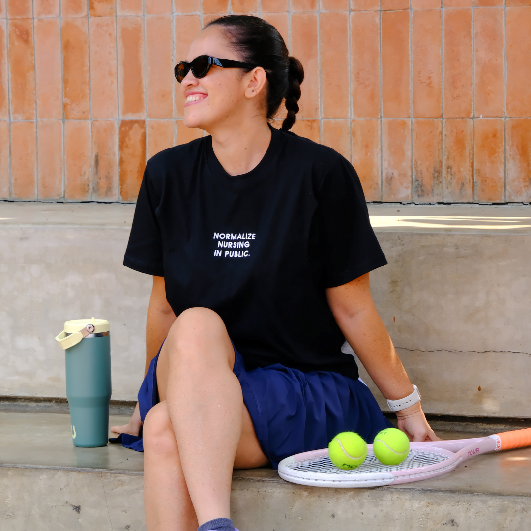 PRE ORDER/READY 1 SEPTEMBER 2026 - Mikhadou - Nursingwear Tee -  Motherhood Normalize Nursing In Public Black / Nursing Short Sleeve Tee / Longsleeve