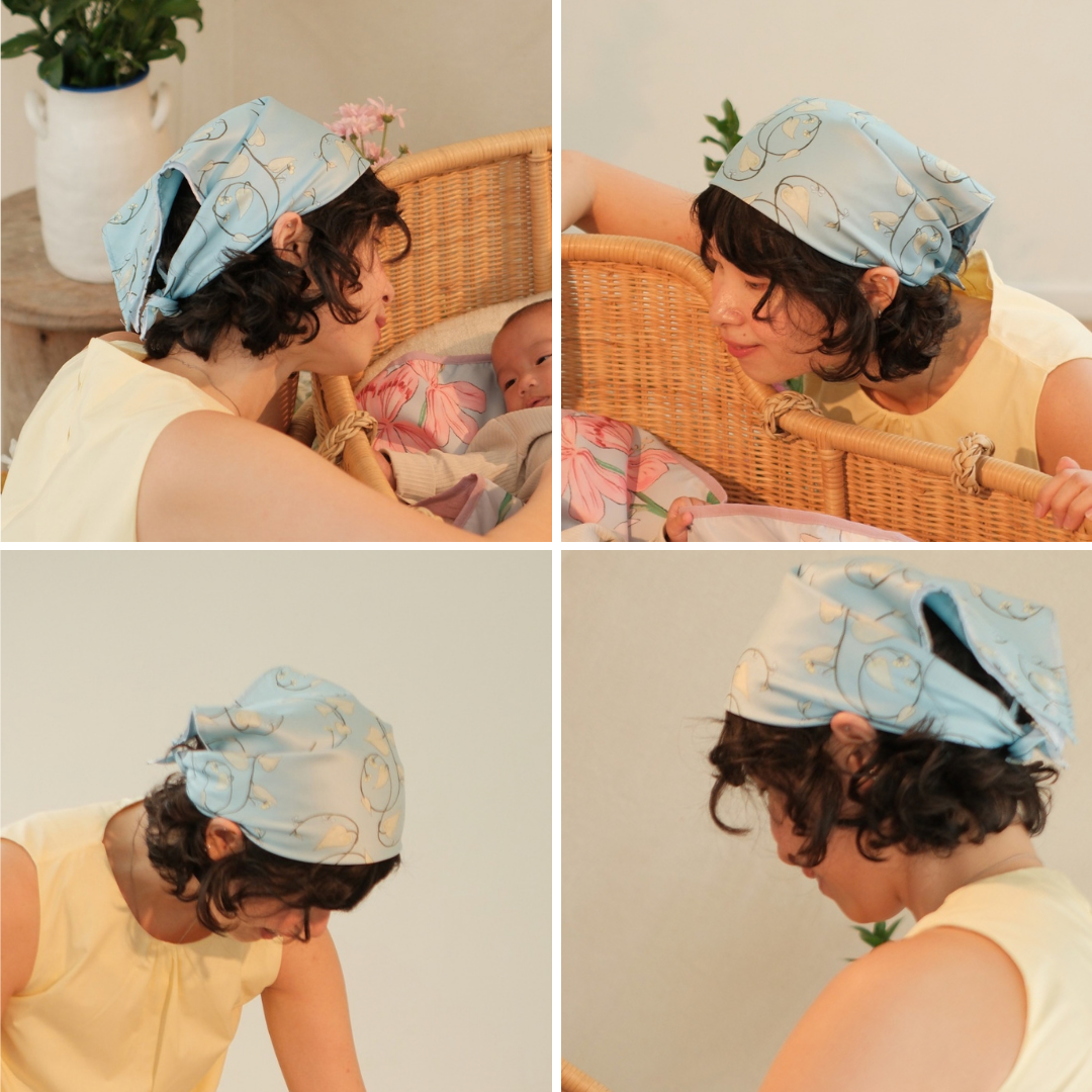 Scarf Mikhadou x Amanda Mitsuri Blue Leaves - Scarf Leher - Slayer Scarf - Bandana
