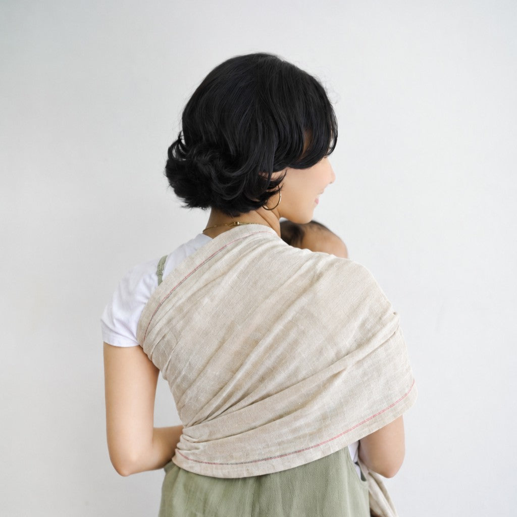 Mikhadou - Ring Sling Sand Linen - Gendongan Bayi M Shape - Baby Carrier