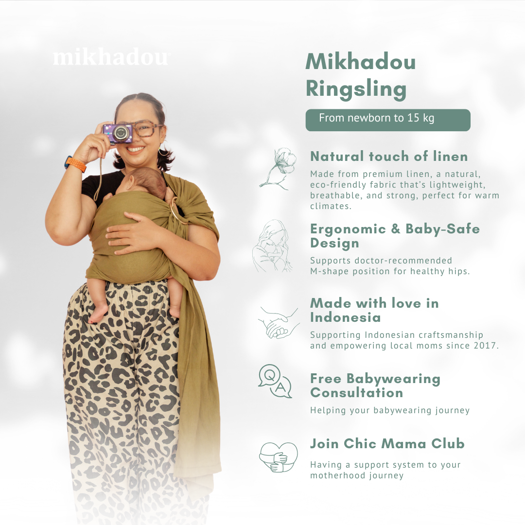 Ring Sling Olive Linen - Gendongan Bayi