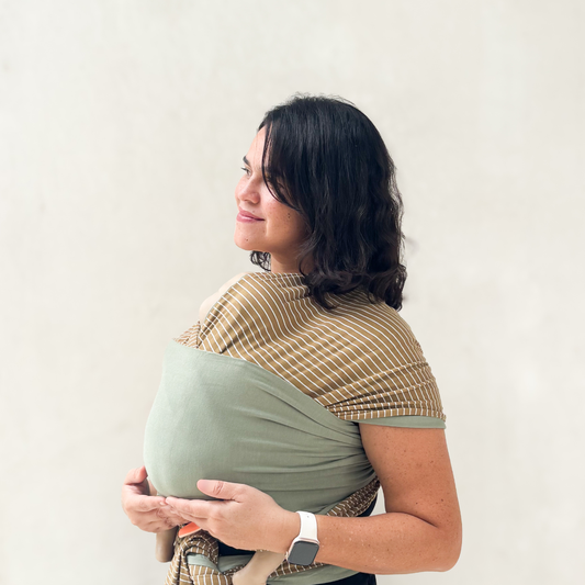 Stretchy Wrap - Reversible Breton Stripe Dark Olive | Gendongan Bayi