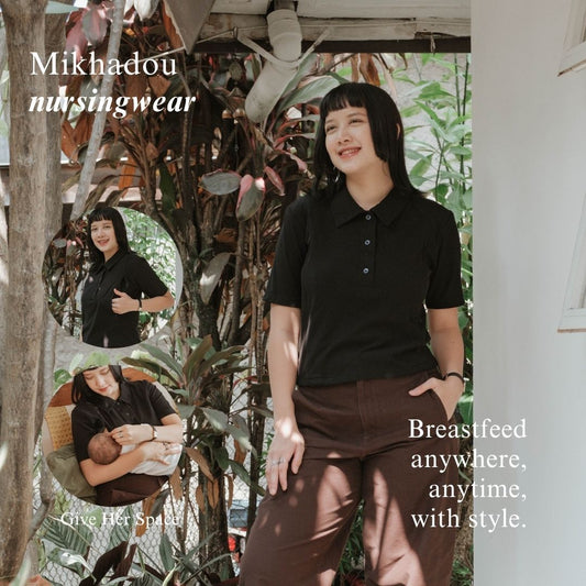 Mikhadou - Camille Knit Top - Nursingwear Baju Menyusui - Atasan Knit - Bukaan Samping Kanan Kiri
