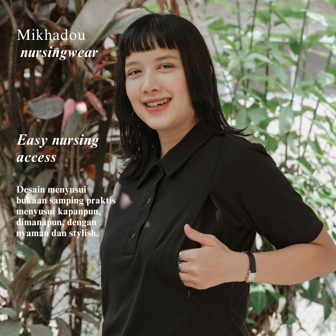 Mikhadou - Camille Knit Top - Nursingwear Baju Menyusui - Atasan Knit - Bukaan Samping Kanan Kiri