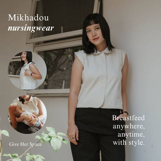 PRE ORDER READY 7 AGUSTUS Mikhadou - Denime Vest Jeans White Nursingwear - Baju Menyusui Bukaan Resleting - Busui Friendly