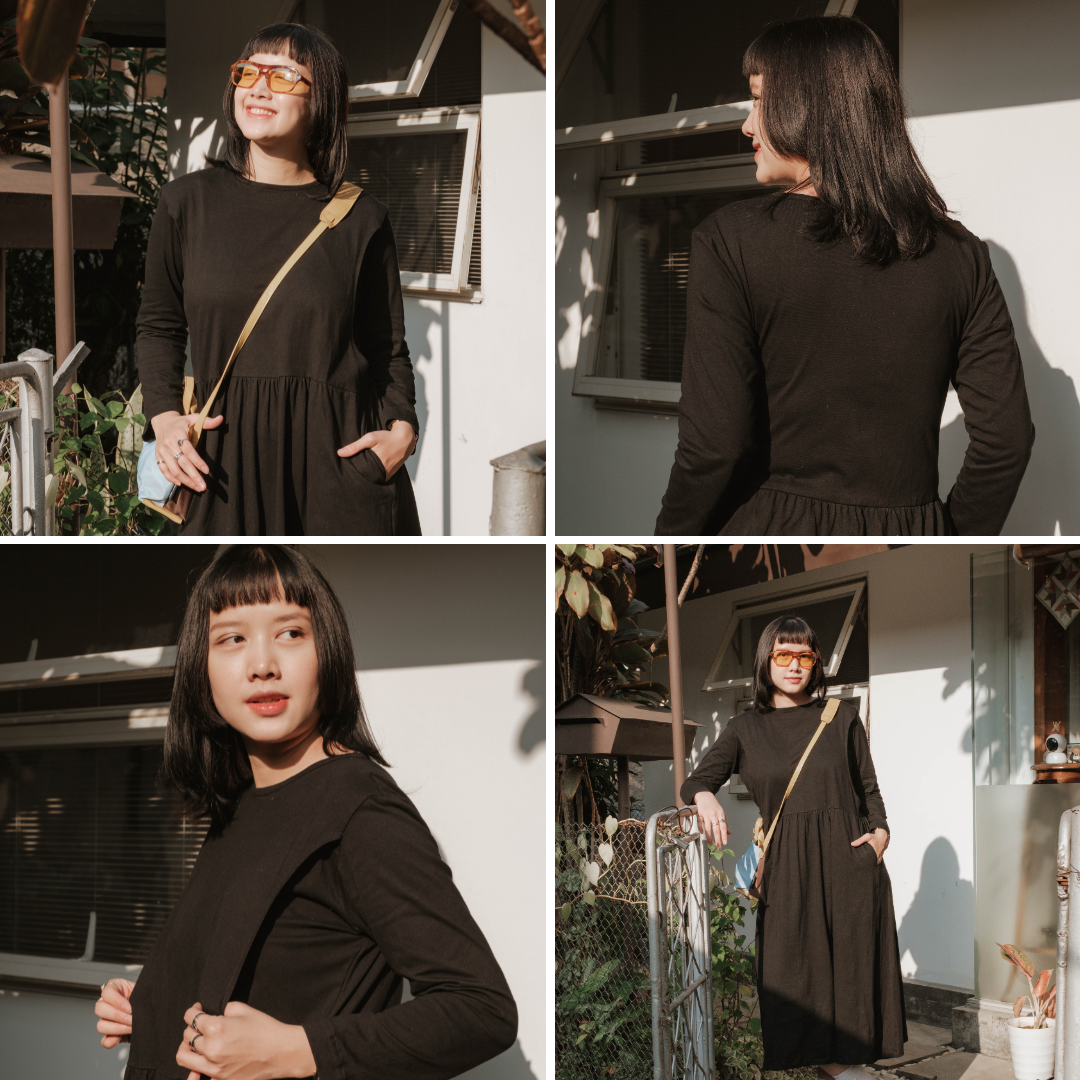 Mikhadou - Baju Menyusui Nursingwear Amelie Dress  / Dress Busui Rample / Dress Long Sleeve
