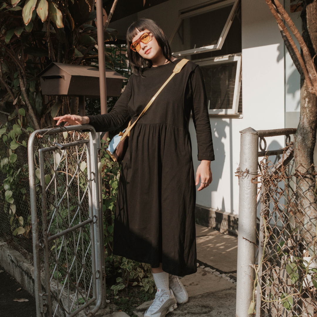 Mikhadou - Baju Menyusui Nursingwear Amelie Dress  / Dress Busui Rample / Dress Long Sleeve