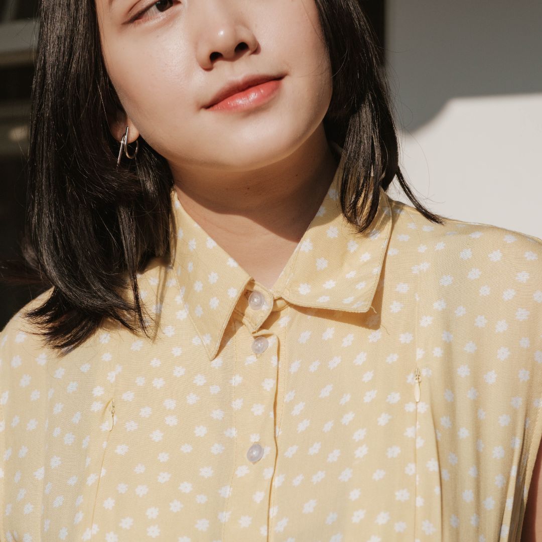 PRE ORDER READY 25 JULI Mikhadou - Baju Menyusui Nursingwear Chloe Yellow Dress  / Dress Busui Rample