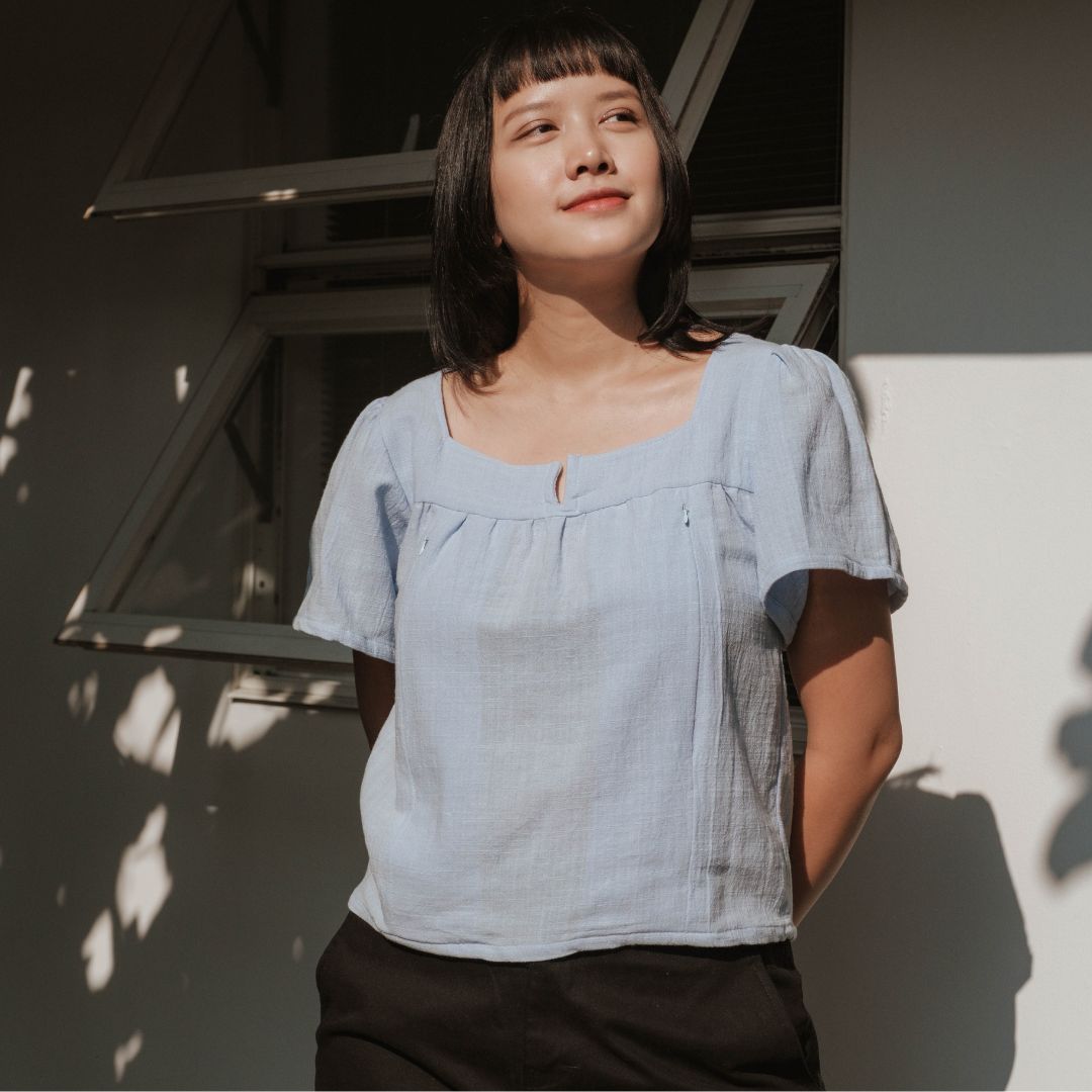 Mikhadou - Margaux Blouse Nursingwear - Baju Menyusui Bukaan Resleting