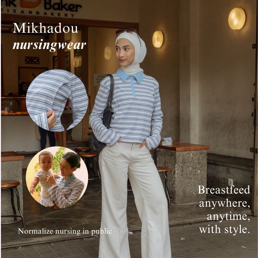 Pre Order Size L Ready 8 Juni Nursingwear - Marine Longsleeves - Baju Menyusui