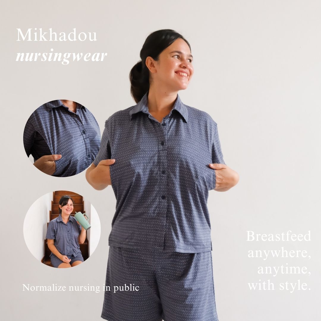 Nursingwear - Nursing Pajamas Herringbone - Baju Menyusui