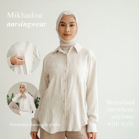 Nursingwear - Hasya Linen Shirt - Baju Menyusui