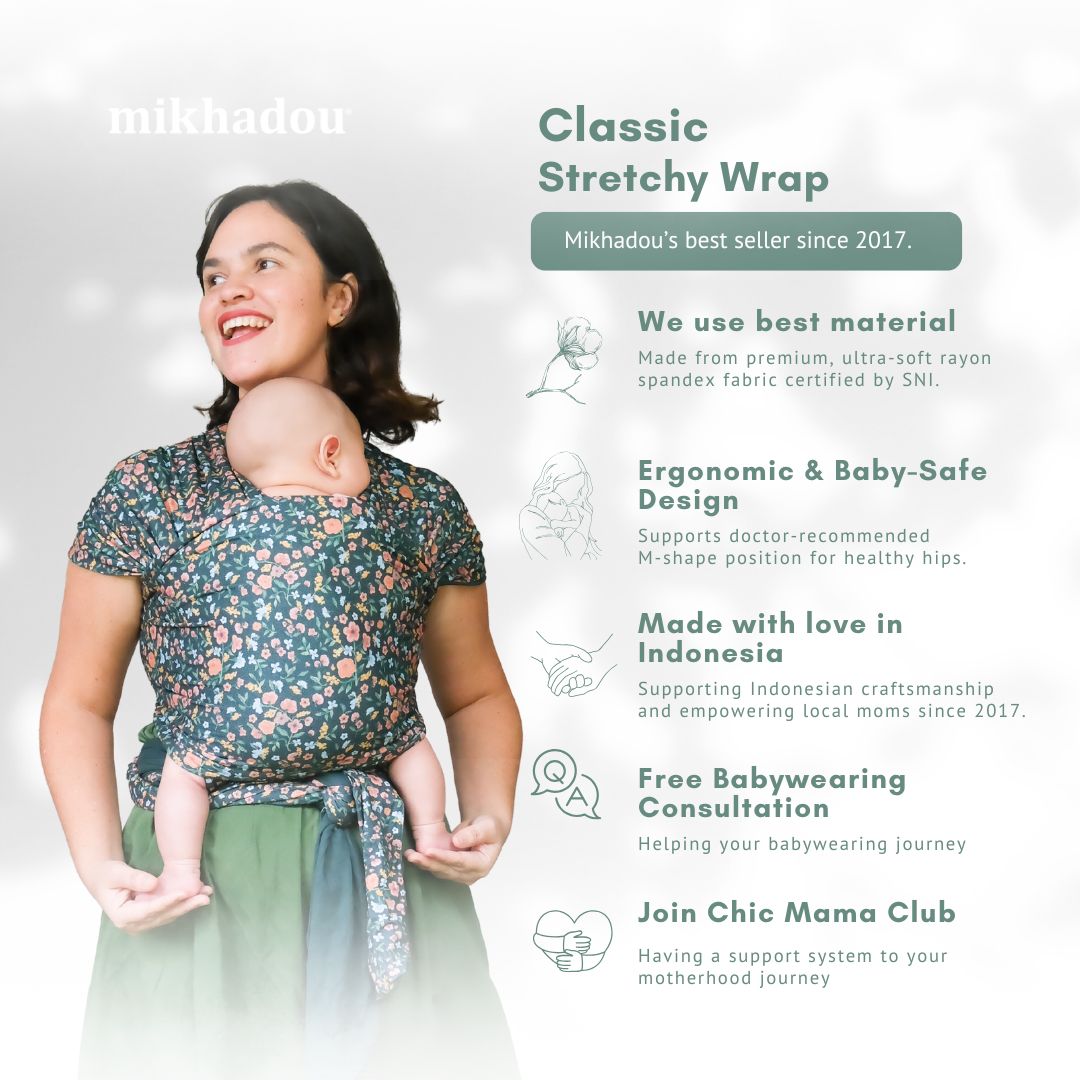 Stretchy Wrap Mikhadou x Ayang Cempaka Le Jardin - Gendongan Bayi