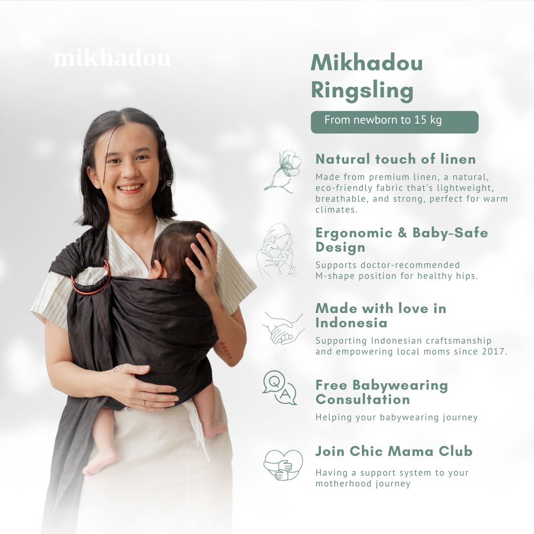 Ring Sling Linen Black - Gendongan Bayi