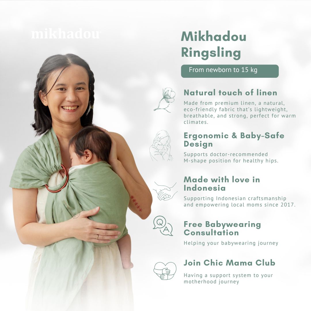 Ring Sling Linen Matcha - Gendongan Bayi