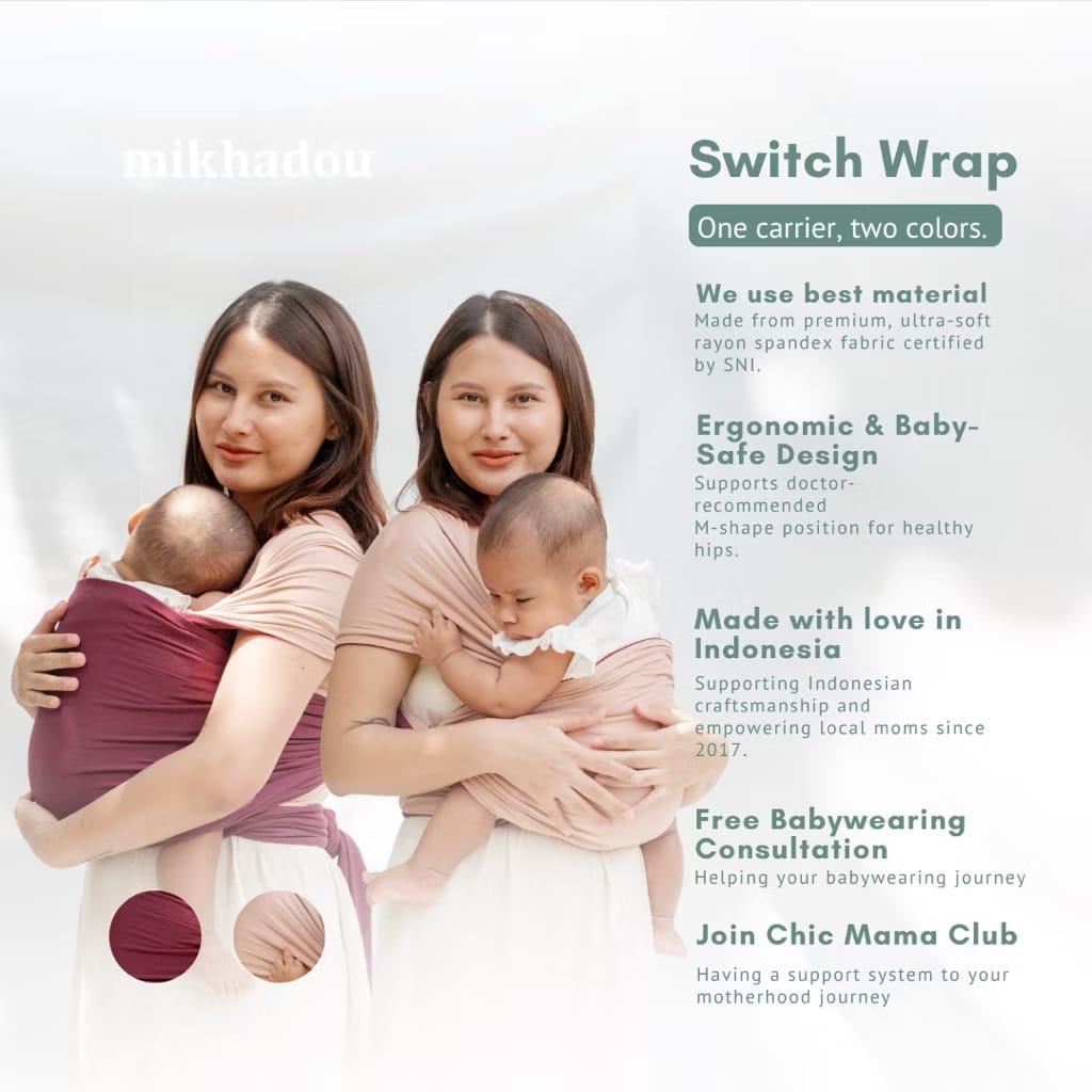 Stretchy Wrap - Switch Rose | Gendongan Bayi