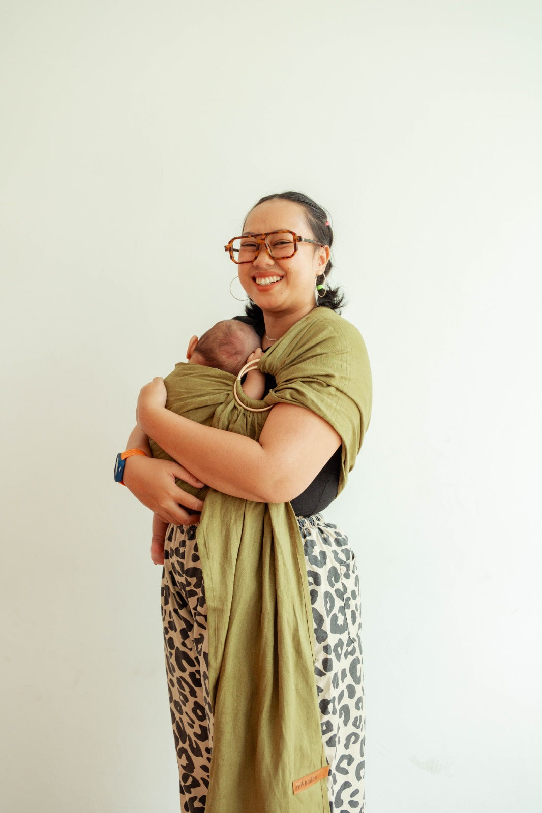 Ring Sling Olive Linen - Gendongan Bayi