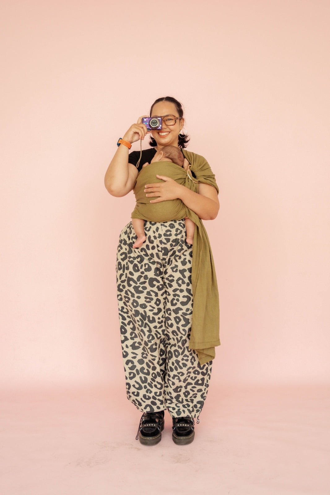 Ring Sling Olive Linen - Gendongan Bayi