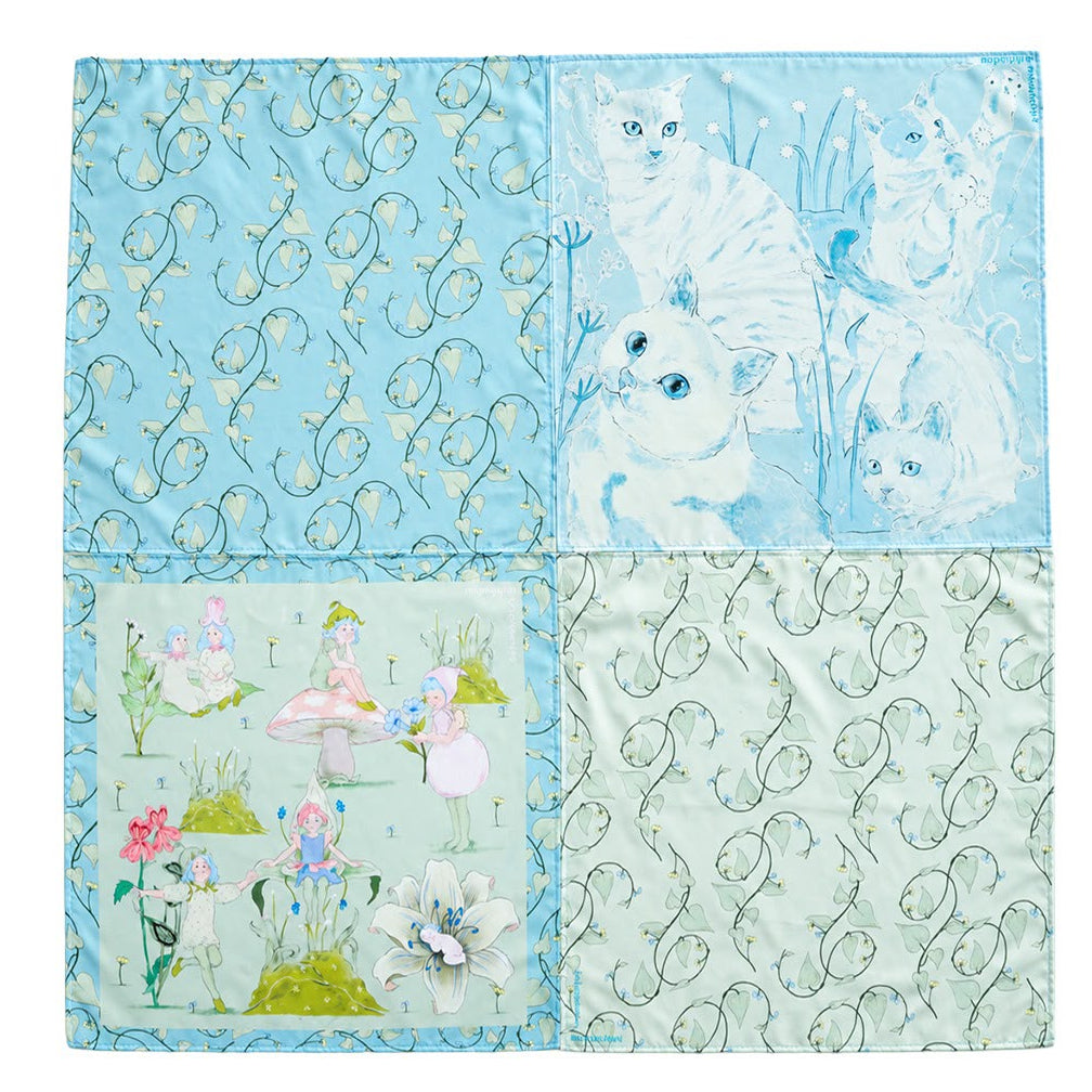 Scarf Mikhadou x Amanda Mitsuri Blue Leaves - Scarf Leher - Slayer Scarf - Bandana