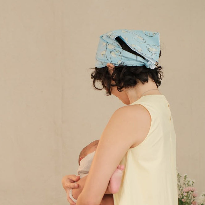 Scarf Mikhadou x Amanda Mitsuri Blue Leaves - Scarf Leher - Slayer Scarf - Bandana