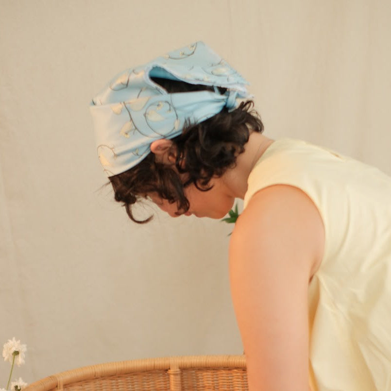 Scarf Mikhadou x Amanda Mitsuri Blue Leaves - Scarf Leher - Slayer Scarf - Bandana