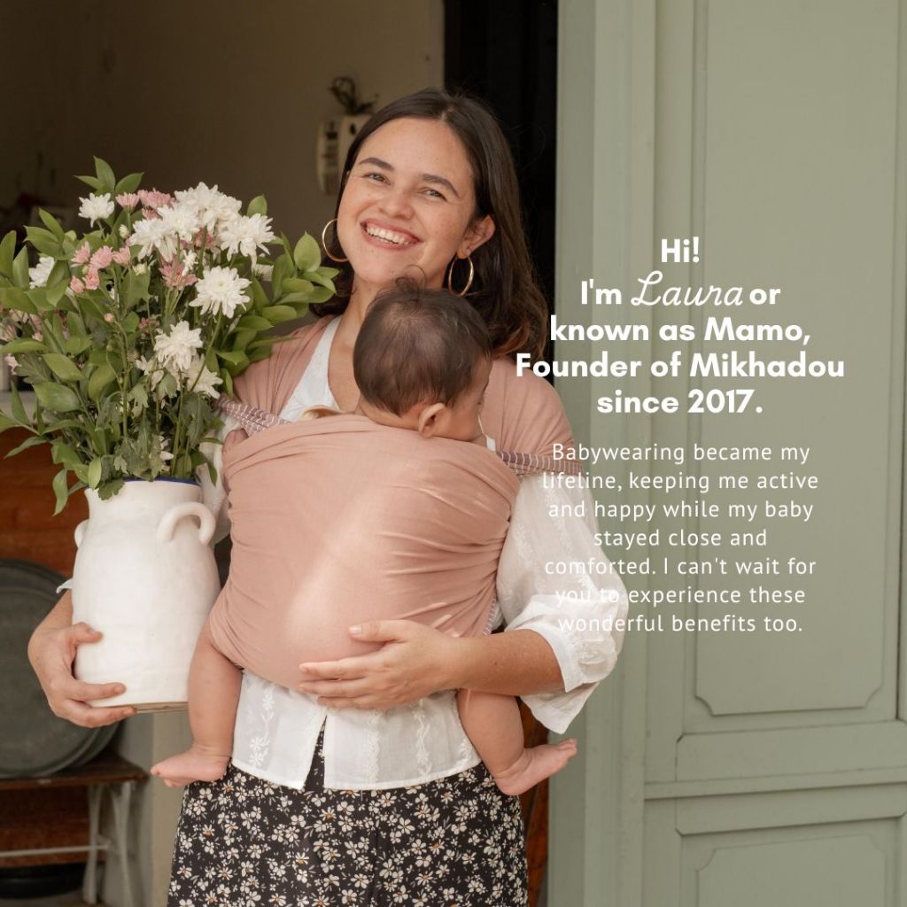 Mikhadou - Ring Sling Ash Linen - Gendongan Bayi M Shape - Baby Carrier